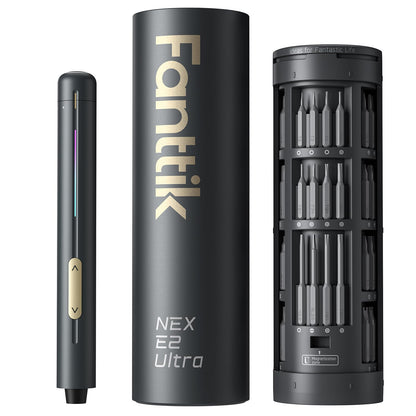 Fanttik NEX E2 Ultra Elektro-Präzisionsschraubendreher-Set 50 in 1 mit Bits aus S2-Stahl und Aluminiumgehäuse