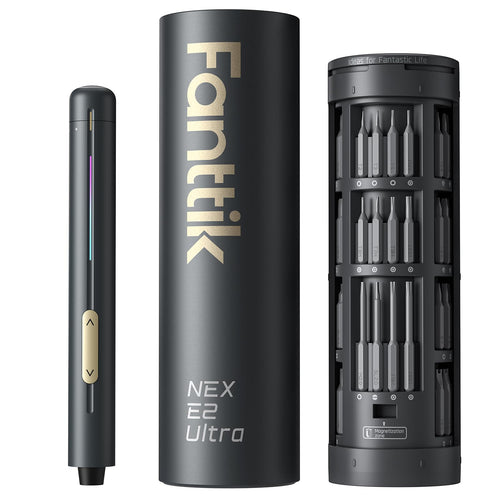 Fanttik NEX E2 Ultra Elektro-Präzisionsschraubendreher-Set 50 in 1 mit Bits aus S2-Stahl und Aluminiumgehäuse