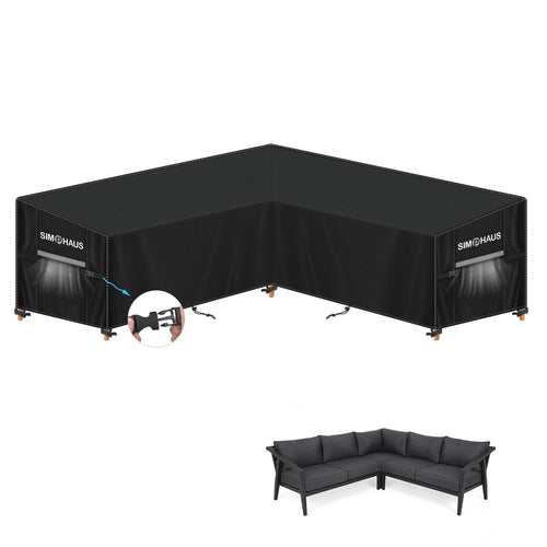 SIMPHAUS Gartenmöbel Abdeckung V-Form 420D Oxford wasserdicht 255x255, graue Abdeckhülle für Lounge-Ecksofas