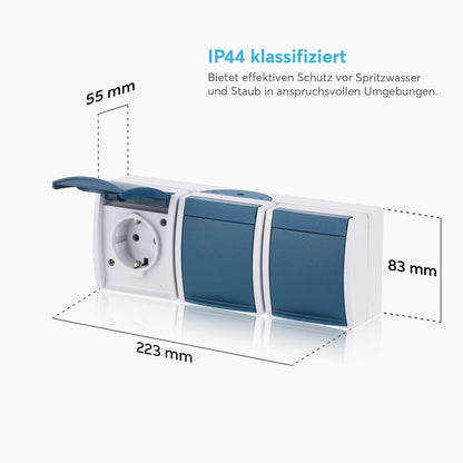 Busch-Jaeger 2300/3 EW-53 SCHUKO-Steckdose 3-fach IP44, grau