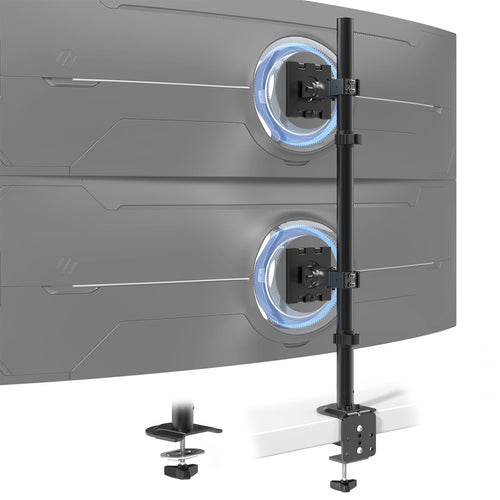 PROFIX Monitor Halterung Vertikal 2 Bildschirme 17-49 Zoll, Schwarz. Vertikale Säulenhalterung fixiert zwei Monitore (17-49") übereinander für ergonomisches Arbeiten.