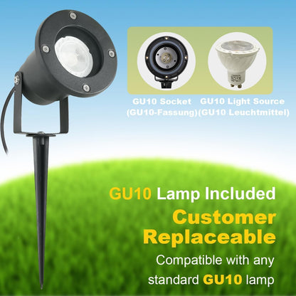 OMSEN Gartenstrahler Erdspiess – GU10 Warmweiss IP67 4er Set