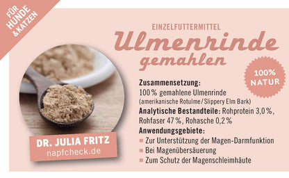 napfcheck Ulmenrinde gemahlen für Hunde und Katzen, 150 g