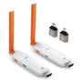 ProLink Kabellos HDMI Sender Empfänger 4K 5G - 6 RX. Schwarzes, rechteckiges Set. Überträgt 4K HDMI kabellos von einer Quelle an bis zu 6 Displays.