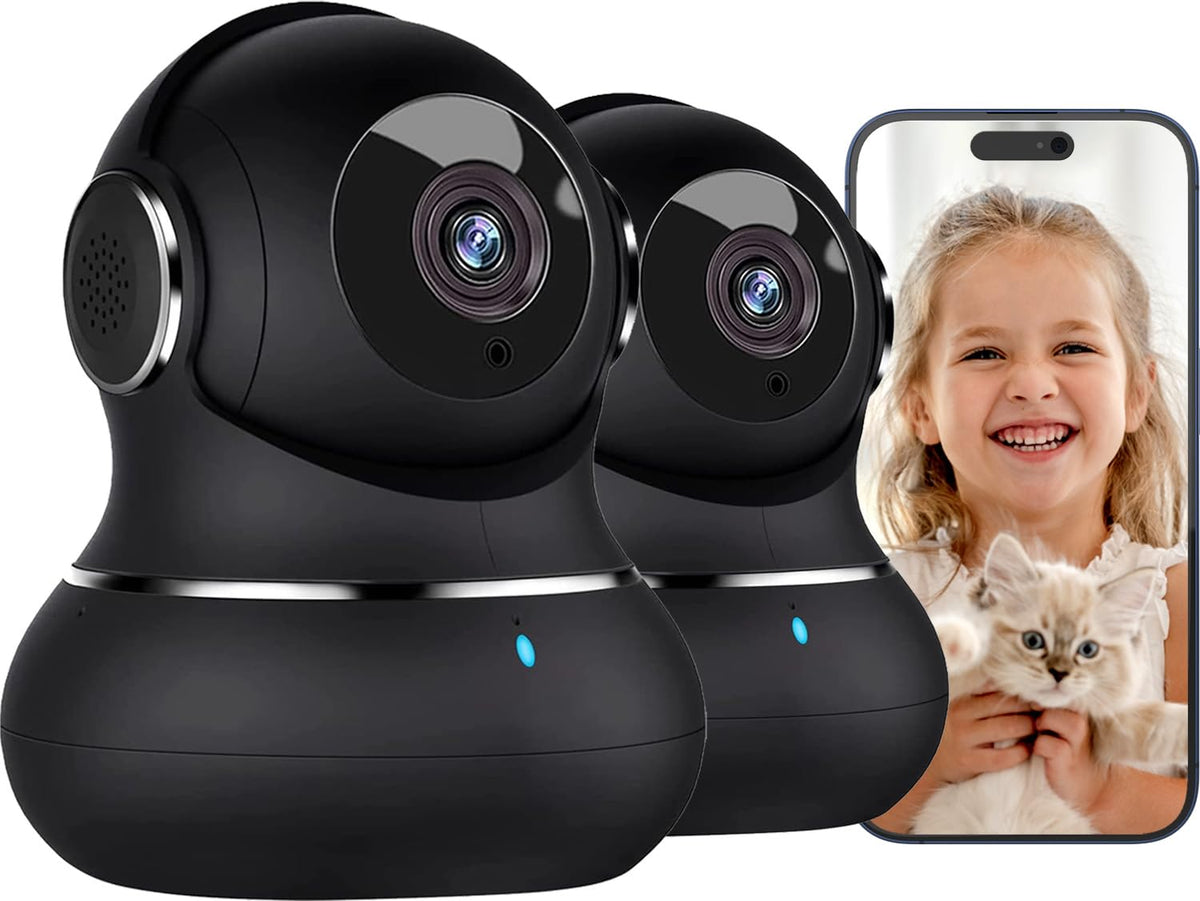 litokam Little elf Überwachungskamera 2K WLAN Innenkamera, 2 Stück, schwenkbare Kamera zur Innenraumüberwachung