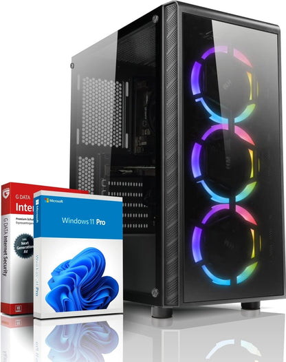 shinobee Gaming PC Desktop AMD Ryzen 5 RTX 3050 - #8097. Schwarzer Midi-Tower für anspruchsvolles Gaming.