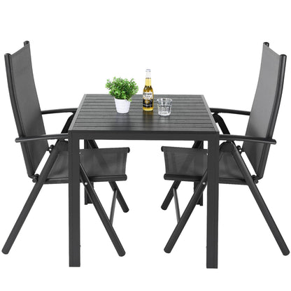 LIFERUN Gartentisch D-058, Aluminium WPC Balkontisch 75x75 cm Schwarz