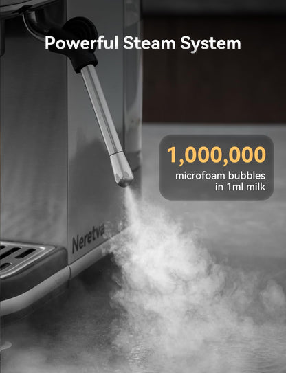 Neretva Siebträgermaschine PE3670U, 20 Bar Espressomaschine Edelstahl