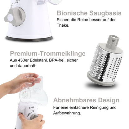 Geedel Trommelreibe PS-336A, Gemüseschneider mit 3 Trommelblättern