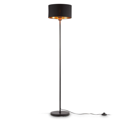 B.K.Licht Vintage Stehlampe mit FussTaster Schwarz-Gold. Hohe, schlanke Lampe in Schwarz-Gold. Beleuchtet Wohnräume, Leseecken.