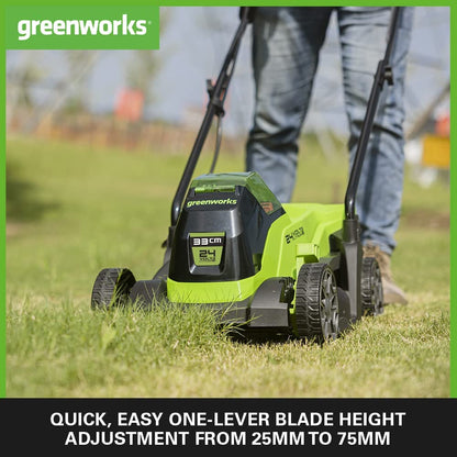 Greenworks GD24LM33K2 Akku-Rasenmäher 24V, 33 cm Schnittbreite