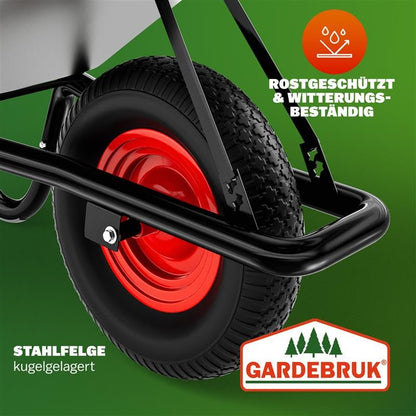 GARDEBRUK® Schubkarre Garten Bauschubkarre – 100L verzinkt Luftreifen