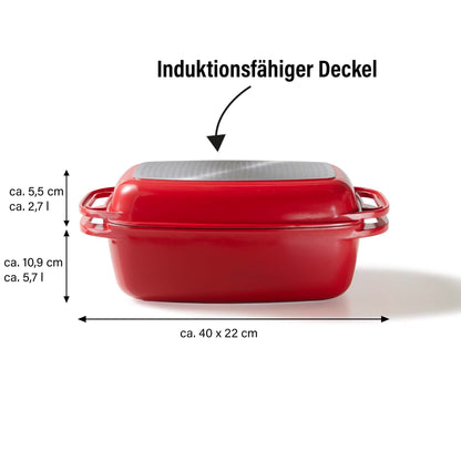 STONELINE Aluguss Bräter 40x22 cm - Induktion, Antihaft, Rot