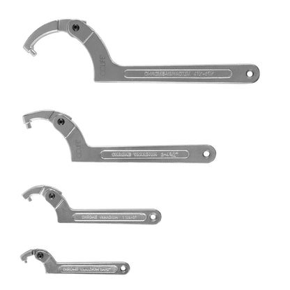 CCLIFE Gelenk-Hakenschlüssel Set 4-teilig, verstellbar, 19–170 mm