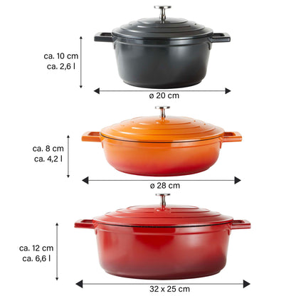 STONELINE Cocotte Bräter Aluguss Beschichtet 32cm 6,6L Induktion Rot