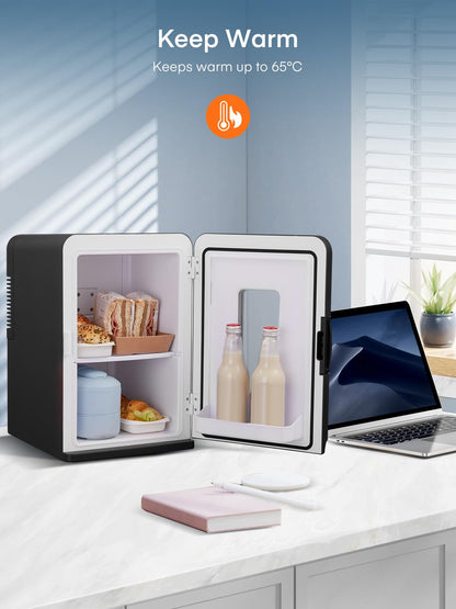 FOHERE Mini Kühlschrank 15L mit Kühl- und Heizfunktion, Schwarz