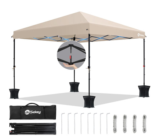 Sekey One-Touch Pop Up Pavillon 3x3 m, wasserdicht, Khaki, Faltpavillon mit verdickten Standbeinen