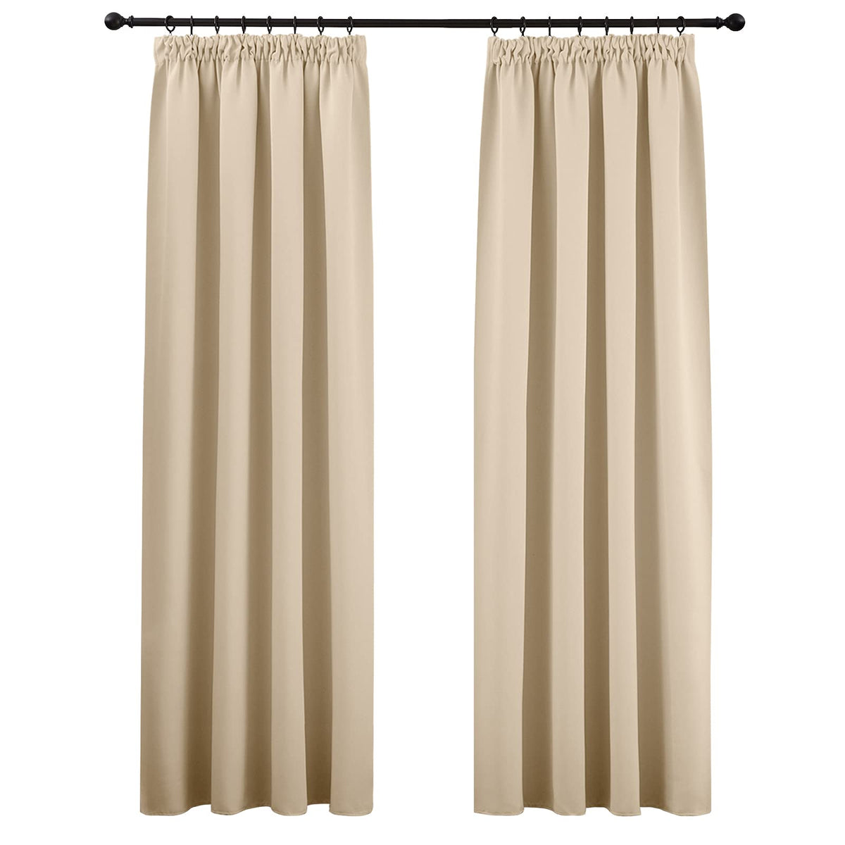 PONY DANCE Thermovorhang Kräuselband 2er Set Beige 245 x 140 cm, blickdichter Polyesterstoff