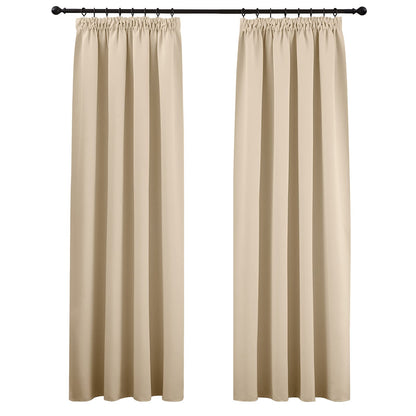 PONY DANCE Thermovorhang Kräuselband 2er Set Beige 245 x 140 cm, blickdichter Polyesterstoff