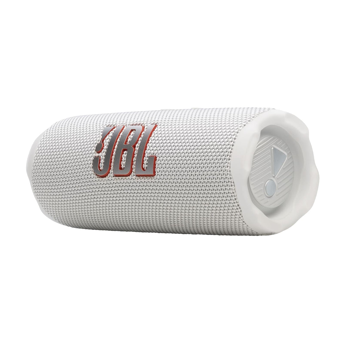 JBL Flip 7 Bluetooth-Lautsprecher, tragbar, IP68 wasserdicht, Weiss mit Handgelenkriemen und Karabiner