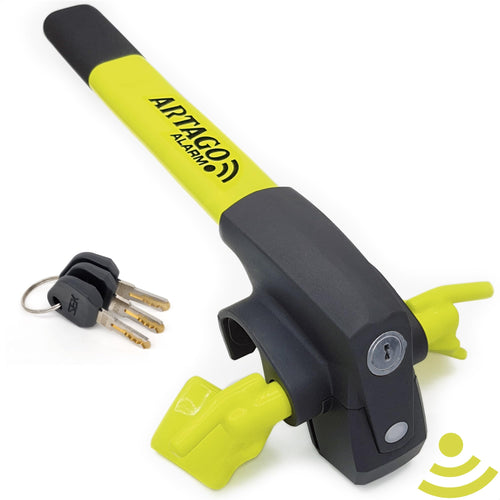 Artago 870 Lenkradkralle 2in1 mit Alarm, 120 dB und LED in Gelb aus Spezialstahl