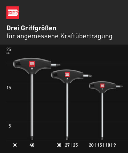 INBUS 74124 TORX T-Griff Schraubendreher Set 8-teilig TX9–TX40