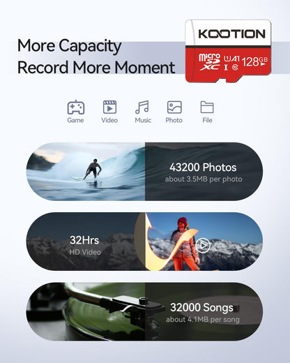 KOOTION Micro SD Karte 128GB 5er-Pack UHS-I Class 10 mit SD Adapter