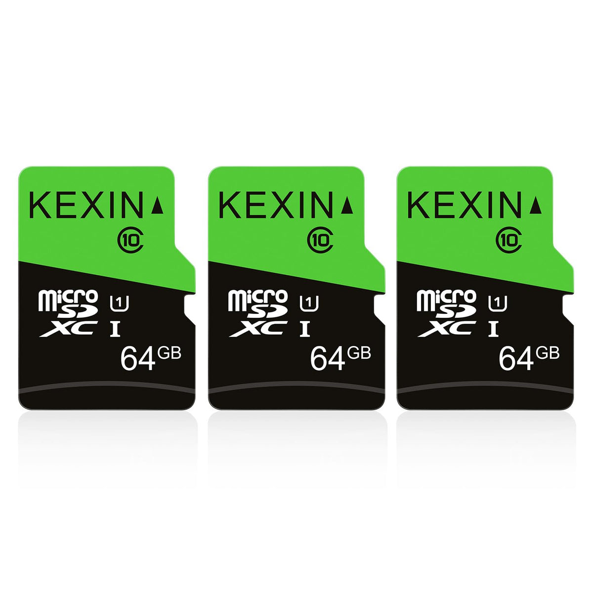 KEXIN Micro SD Karte 64GB 3er-Pack, MicroSDXC UHS-I U1 mit SD-Adapter für Smartphone, Tablet und Kamera