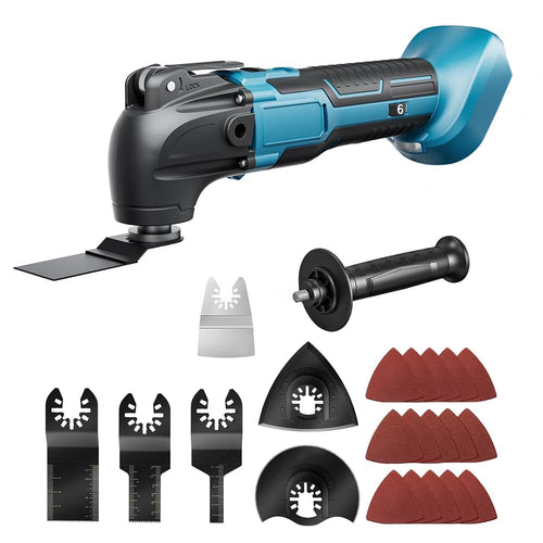 GGiking Akku Oszillationswerkzeug 18V, Multitool für Makita Akku mit Sägeblättern und Schleifzubehör