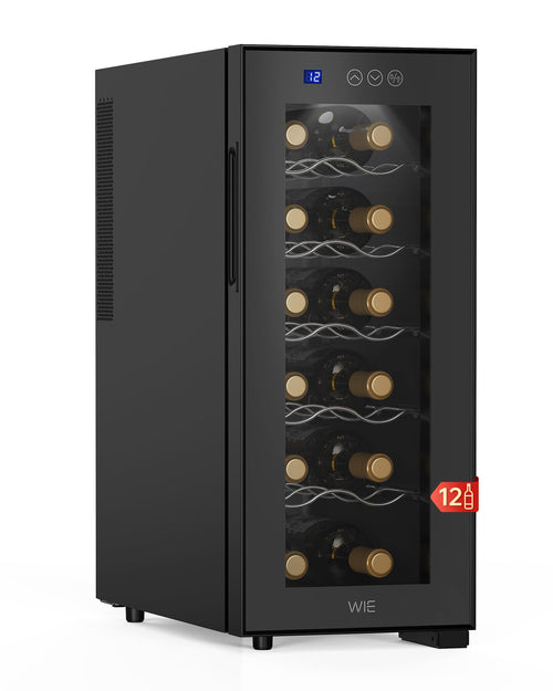 WIE Weinkühlschrank 12 Flaschen 33 Liter, 1 Zone mit Glastür