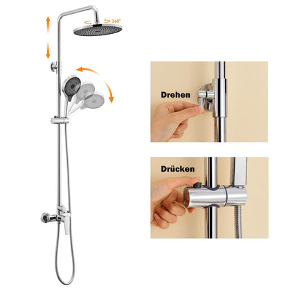 Auralum Regendusche Komplettset Höhenverstellbar 1-1.39m - Chrom