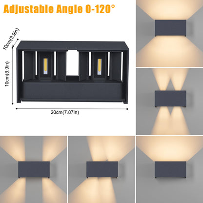 Klighten LED Wandleuchte 24W Up Down, IP65, 3000K, Anthrazit