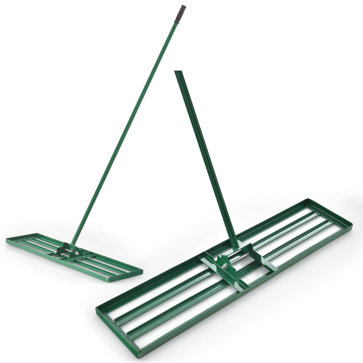 COSTWAY Rasen Nivellierrechen Metall, 91 × 25 cm, ergonomischer Griff, grün, zum Nivellieren von Erde und Sand