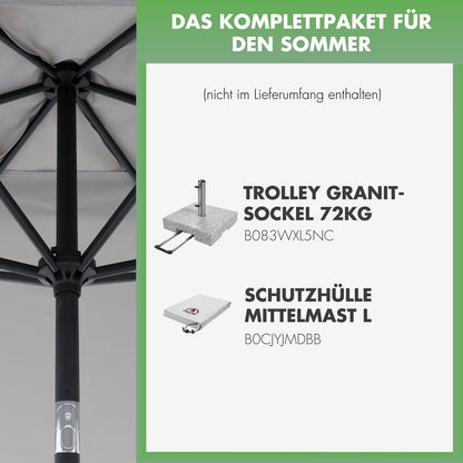 Doppler Jack Sonnenschirm 300 x 200 cm hellgrau, knickbar mit Kurbel