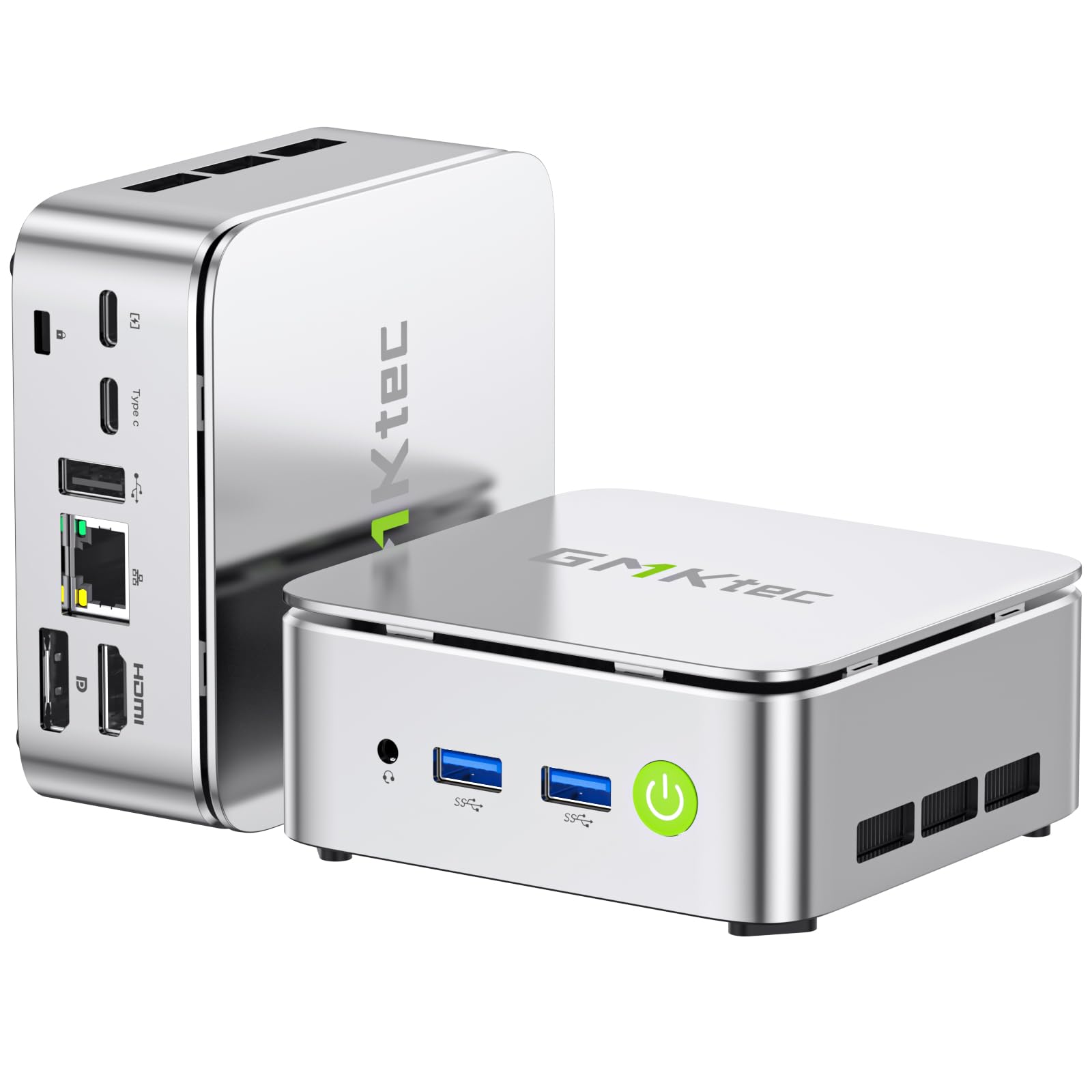 GMKtec Mini PC Ryzen 5 3500U Desktop Computer - 16GB RAM / 512GB SSD. Kompaktes, schwarzes Gerät. Optimal für Office und Medien.