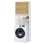 FORABAMB Waschmaschinenschrank mit Bambustüren, 185,5 × 65 × 24 cm – zwei offene Fächer, MDF-Korpus