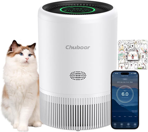 Chuboor PJ08 Luftreiniger mit HEPA-Filter und Luftqualitätsanzeige für Räume bis 120 m²