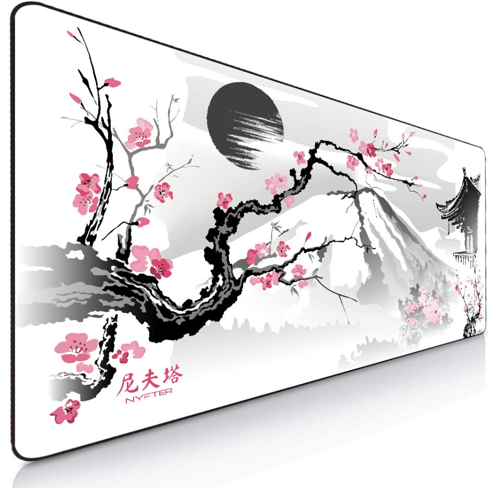 Nyfter Fuji Gaming Mauspad 3XL - Sakura Weiss 1200x600mm. Großes, rechteckiges, weißes Mauspad für präzise Mausführung beim Gaming.