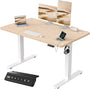 JUMMICO Elektrischer Steh-Sitz Schreibtisch 120x60 cm - Beige. Rechteckige, beige Arbeitsplatte, elektrisch höhenverstellbar für ergonomisches Arbeiten.