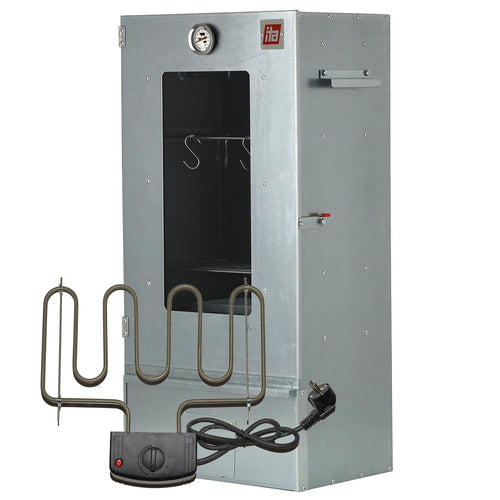 ITA Elektrischer Räucherschrank 7000 – Legierter Stahl mit Sichtfenster. Rechteckiger Stahlschrank zum Heiß- und Kalträuchern von Lebensmitteln.