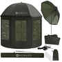 Hitbaits Angelschirm Sturmfest Wasserdicht - Mit Fenster. Runder Schirm, Fenster integriert. Schützt Angler sturmfest und wasserdicht vor Witterung.