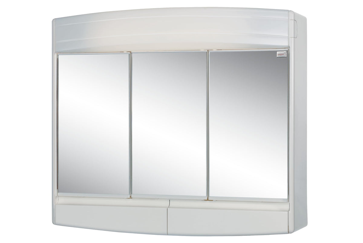 Sieper Topas Eco Spiegelschrank LED Beleuchtung 60 cm Weiss mit Steckdose. Für Badorganisation, blendfreie Beleuchtung, Stromversorgung.