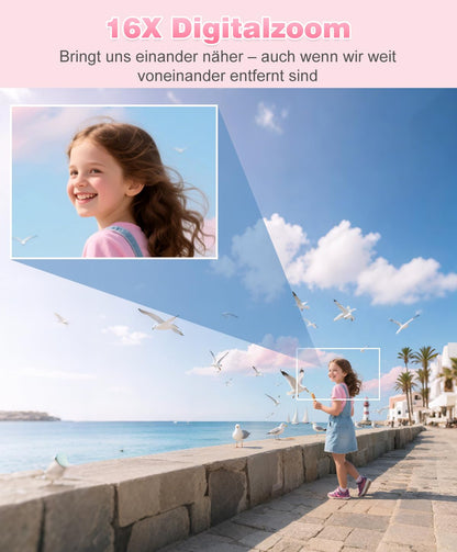 EJXHKNF M03 Digitalkamera 50MP Kompaktkamera 1080P mit 16x Zoom, Rosa