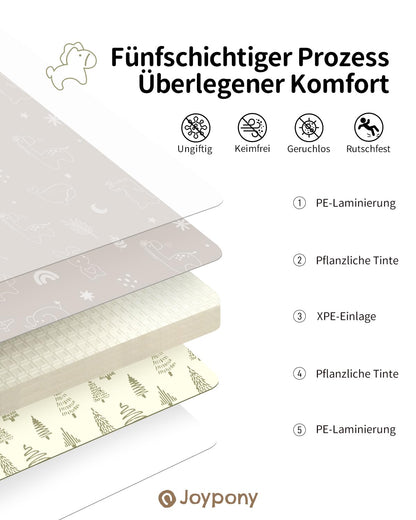 Joypony Krabbelmatte Baby, faltbare Spielmatte 180x200 cm, Wald