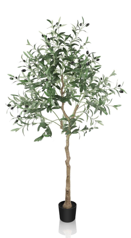 YOLEO Kunstpflanze Olivenbaum 150cm. Realistischer grüner Kunstbaum mit braunem Stamm zur authentischen Innenraumdekoration.