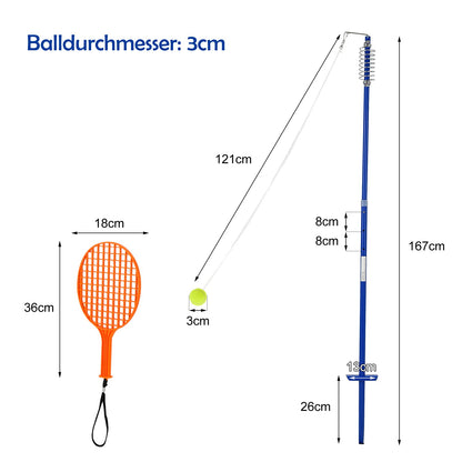 COSTWAY Tetherball Set, höhenverstellbar, mit Ball und 2 Schlägern