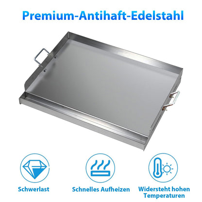 FINEUNAN Edelstahl Grillplatte BBQ Plancha - 40x30x8 cm