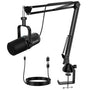 FDUCE SL40+ Dynamisches USB/XLR Mikrofon – Galgenarmständer Set. Schwarzes Mikrofon für Audioaufnahme von Sprache.