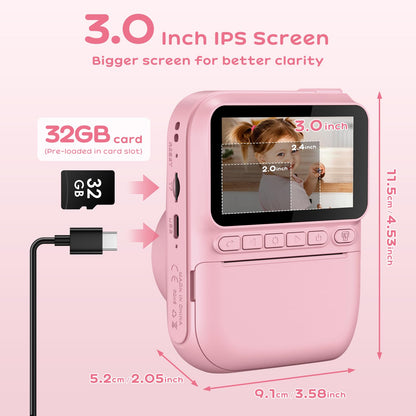 GREENKINDER Sofortbildkamera Kinder H2, 14 MP, 3-Zoll-Display, 32 GB
