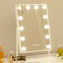 FENCHILIN Hollywood Schminkspiegel mit LED-Beleuchtung, weiss, rechteckig, mit 12 LED-Lampen